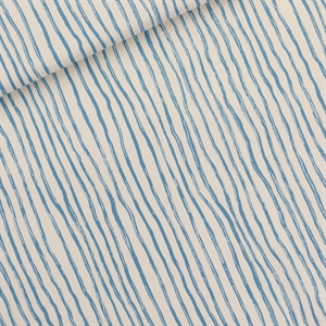 Bild von Wiggly Verticals - Blau - M - French Terry - Papyrus Crème